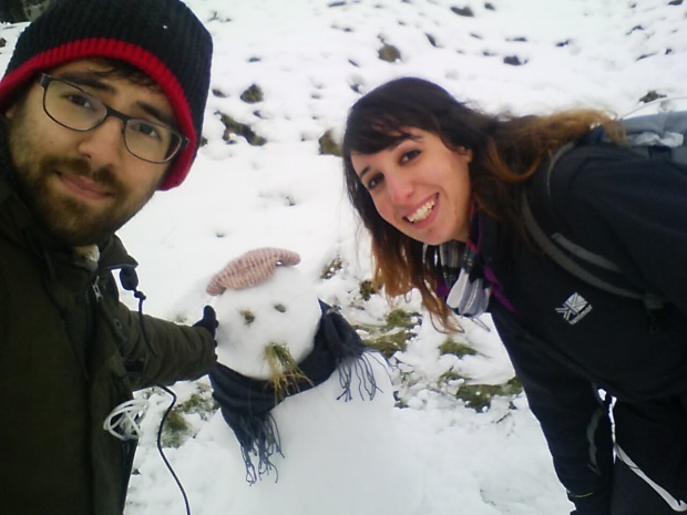 With the snow man :) 